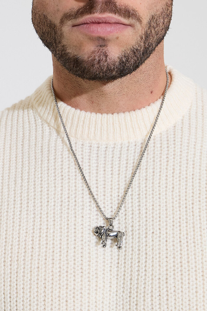 Herren-Bulldoggen-Halskette – Silber Bild3
